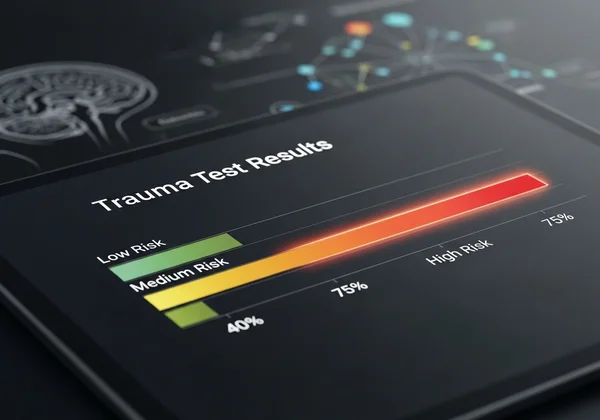 Screen showing trauma test results: high, medium, low risk
