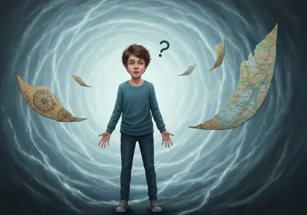 مراهق مرتبك في عاصفة، يعكس صراع المراهقة