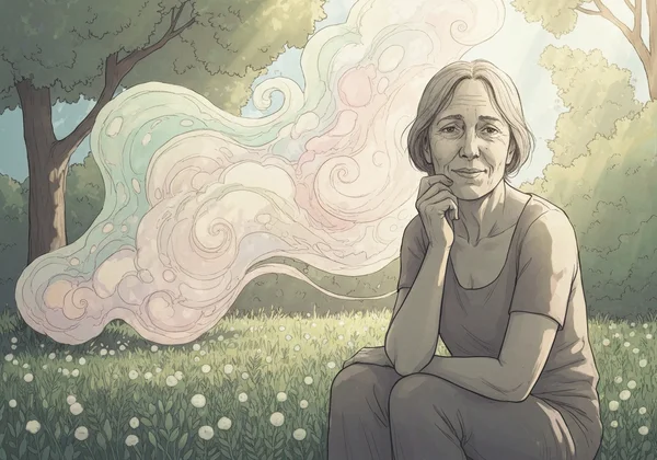 Человек, размышляющий о травме прошлого в поисках ясности